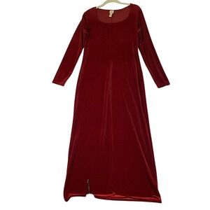 VTG GAP‎ Velvet Maxi Dress Long Sleeve Cosplay Costume Red Dress Size S As Is